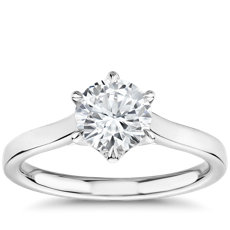 The Gallery Collection Six-Prong Trellis Solitaire Diamond Engagement Ring in Platinum
